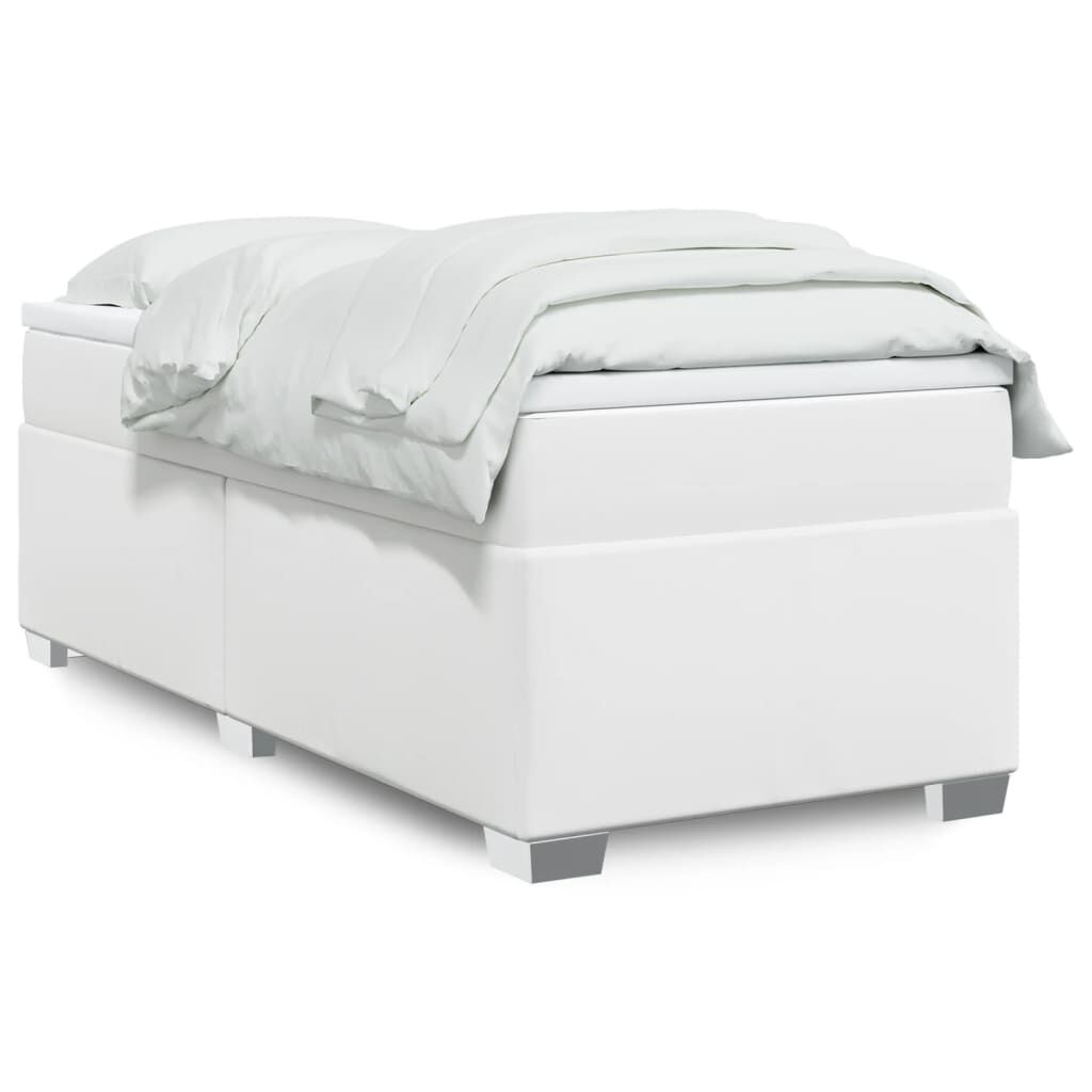 vidaXL Box Spring Bed with Mattress White Twin XL Faux Leather