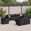 vidaXL 8 Piece Garden Lounge Set with Cushions Black Poly Rattan