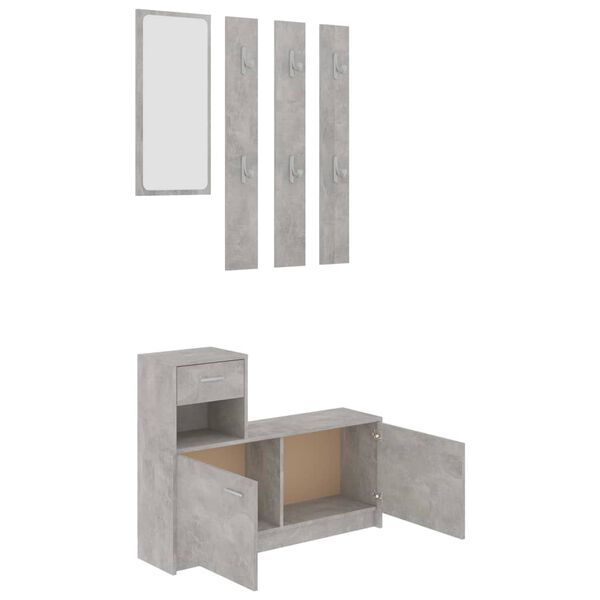 vidaXL Hallway Unit Concrete Grey 100x25x76.5 cm Engineered Wood