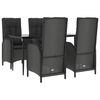 vidaXL 5 Piece Garden Dining Set with Cushions Black Poly Rattan