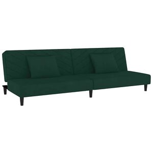 vidaXL 2-Seater Sofa Bed with Two Pillows Dark Green Velvet