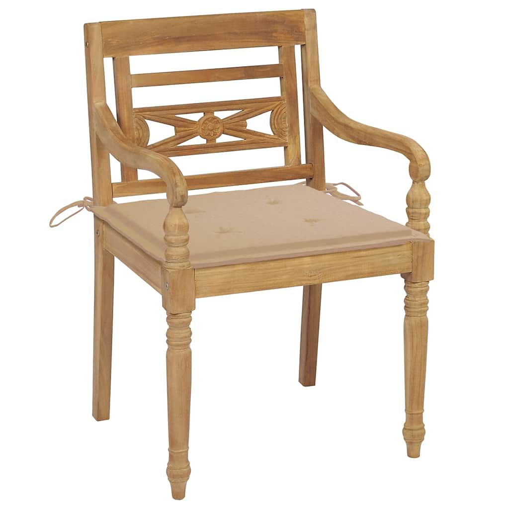vidaXL Batavia Chairs with Cushions 4 pcs Solid Teak Wood