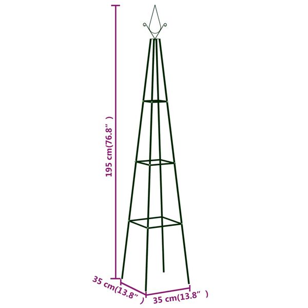 vidaXL Garden Climbing Plant Racks 2 pcs Dark Green 35x35x195 cm Iron