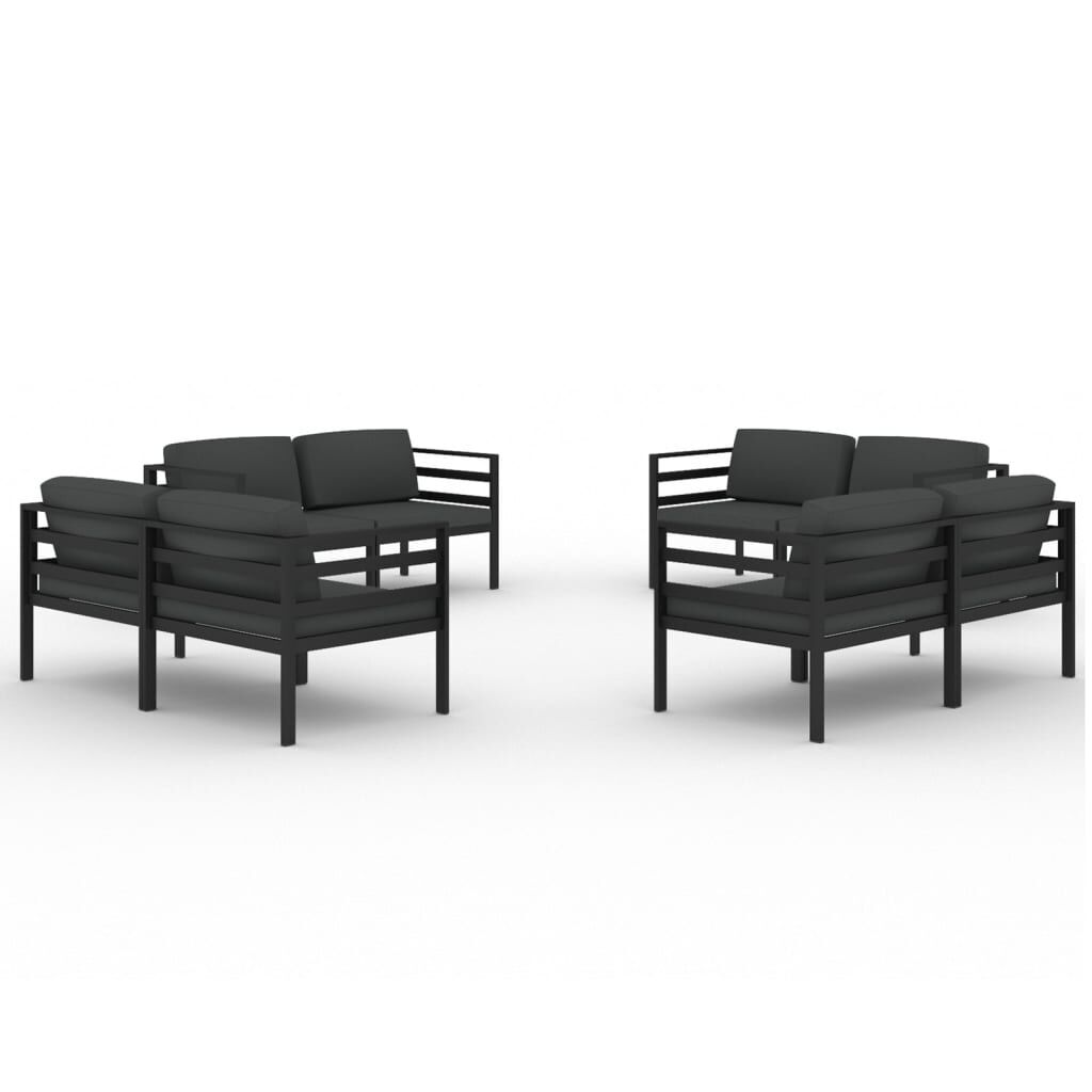vidaXL 8 Piece Garden Lounge Set with Cushions Aluminium Anthracite