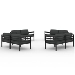 vidaXL 8 Piece Garden Lounge Set with Cushions Aluminium Anthracite