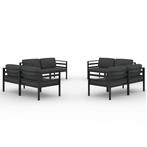 vidaXL 8 Piece Garden Lounge Set with Cushions Aluminium Anthracite