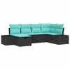 vidaXL Garden Sofa Set with Cushion 6 pcs Black Poly Rattan