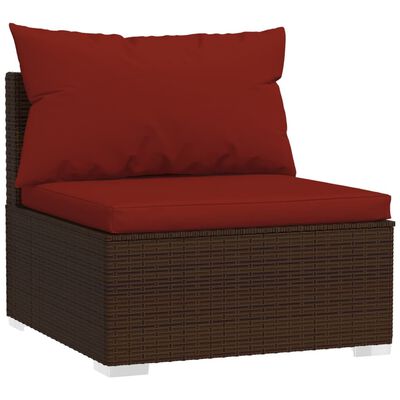 vidaXL 7 Piece Garden Lounge Set with Cushions Poly Rattan Brown