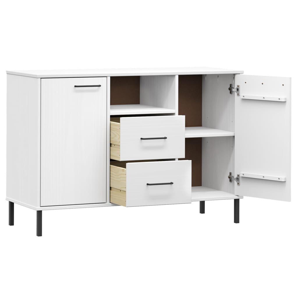 vidaXL Sideboard with Metal Legs White 113x40x77 cm Solid Wood OSLO