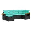 vidaXL 6 Piece Garden Sofa Set with Cushions Black Poly Rattan
