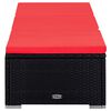 vidaXL Sun Lounger with Cushion and Tea Table Poly Rattan Red