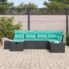 vidaXL Garden Sofa Set with Cushion 6 pcs Black Poly Rattan