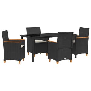 vidaXL Garden Dining Set 5 pcs Black Poly Rattan