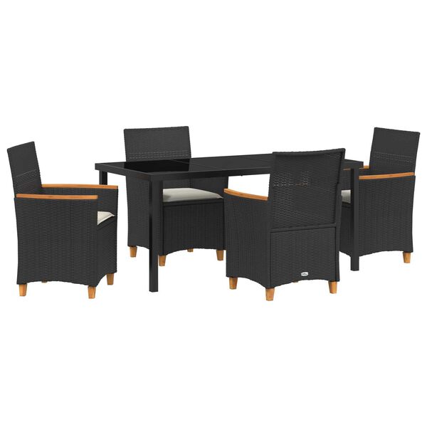 vidaXL Garden Dining Set 5 pcs Black Poly Rattan