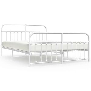 vidaXL Metal Bed Frame without Mattress with Footboard White 183x213cm