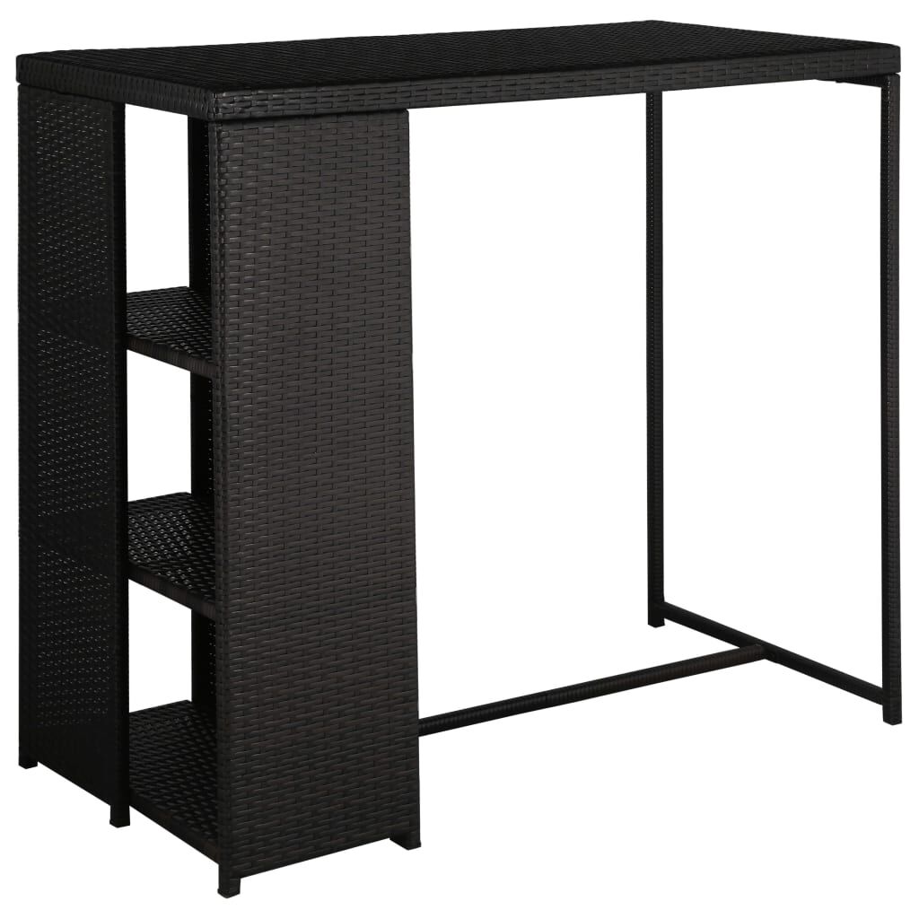 vidaXL 5 Piece Garden Bar Set with Cushions Poly Rattan Black