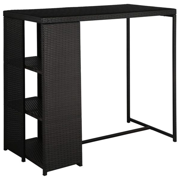 vidaXL 5 Piece Garden Bar Set with Cushions Poly Rattan Black