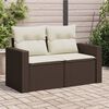 vidaXL Garden Sofa with Cushions 2-Seater Brown Poly Rattan