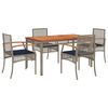 vidaXL 5 Piece Garden Dining Set with Cushions Grey Poly Rattan