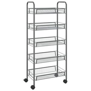 vidaXL 5-Tier Kitchen Trolley Grey 46x26x105 cm Iron