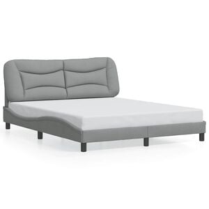vidaXL Bed Frame without Mattress "Hvar" Light Grey 152x203 cm Fabric