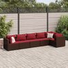 vidaXL 6 Piece Garden Lounge Set with Cushions Brown Poly Rattan