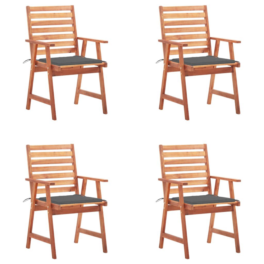 vidaXL Outdoor Dining Chairs 4 pcs with Cushions Solid Acacia Wood