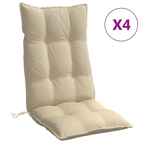 vidaXL Highback Chair Cushions 4 pcs Beige Oxford Fabric