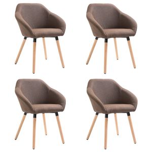 vidaXL Dining Chairs 4 pcs Brown Fabric