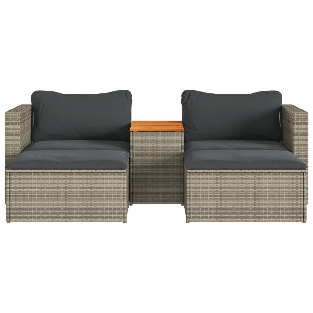 vidaXL 5 Piece Garden Sofa Set with Cushions Grey Poly Rattan Acacia