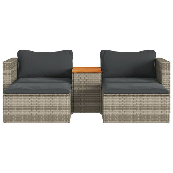 vidaXL 5 Piece Garden Sofa Set with Cushions Grey Poly Rattan Acacia
