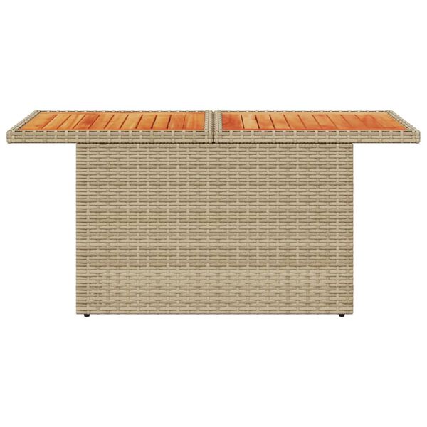 vidaXL Garden Table Beige 100x55x73 cm Poly Rattan and Acacia Wood
