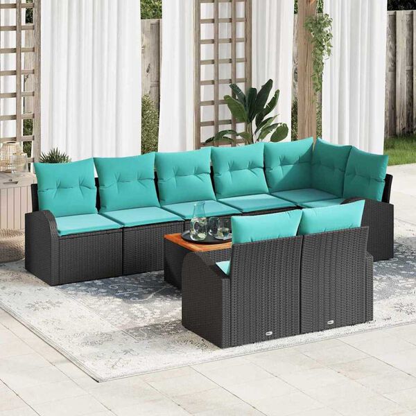 vidaXL Garden Sofa Set 9 pcs Black and turquoise