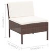 vidaXL 6 Piece Garden Lounge Set with Cushions Poly Rattan Brown