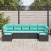vidaXL Garden Sofa Set 7 pcs Black and Turquoise Poly Rattan