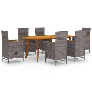 vidaXL 7 Piece Garden Dining Set Grey
