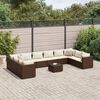 vidaXL 11 Piece Garden Lounge Set with Cushions Brown Poly Rattan