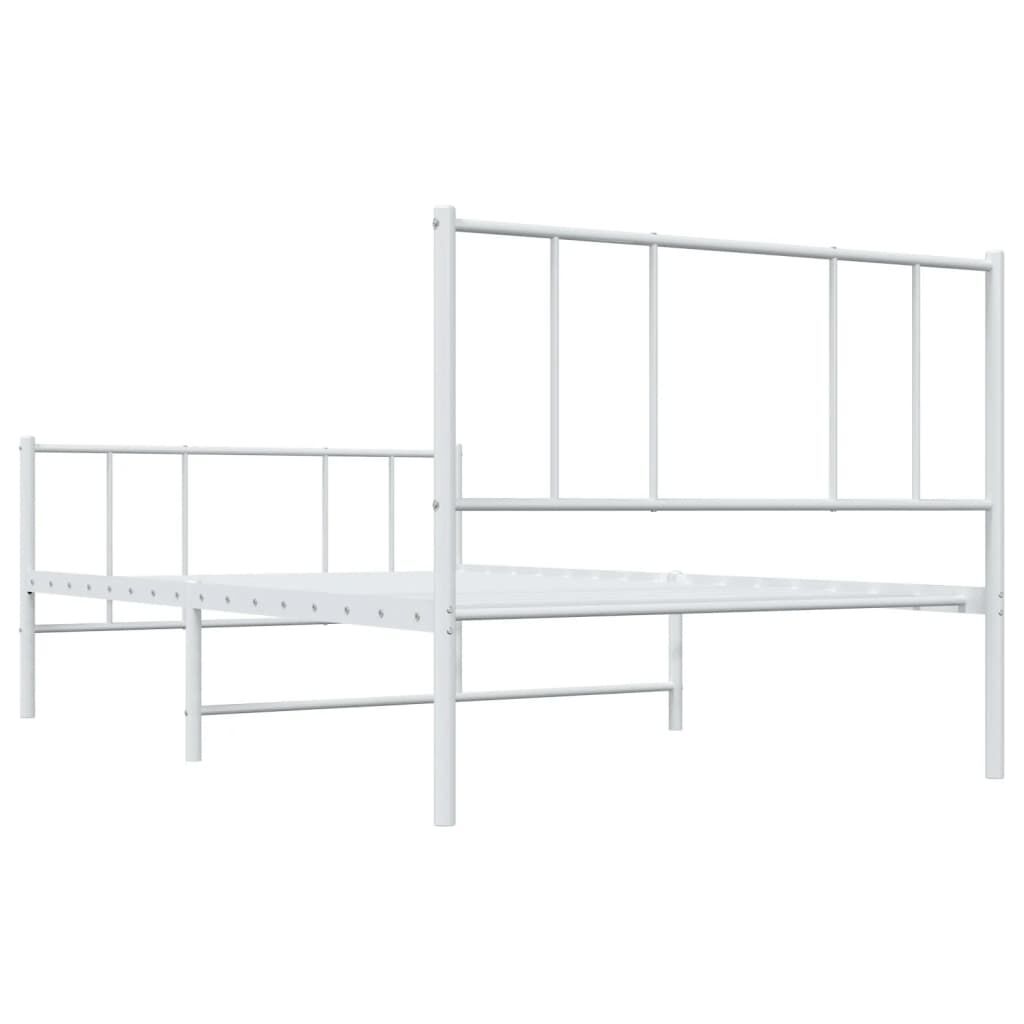 vidaXL Metal Bed Frame without Mattress with Footboard White 100x200cm