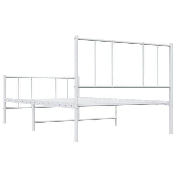 vidaXL Metal Bed Frame without Mattress with Footboard White 100x200cm