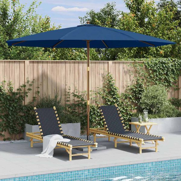 vidaXL Garden Parasol with Wooden Pole 350 cm Blue