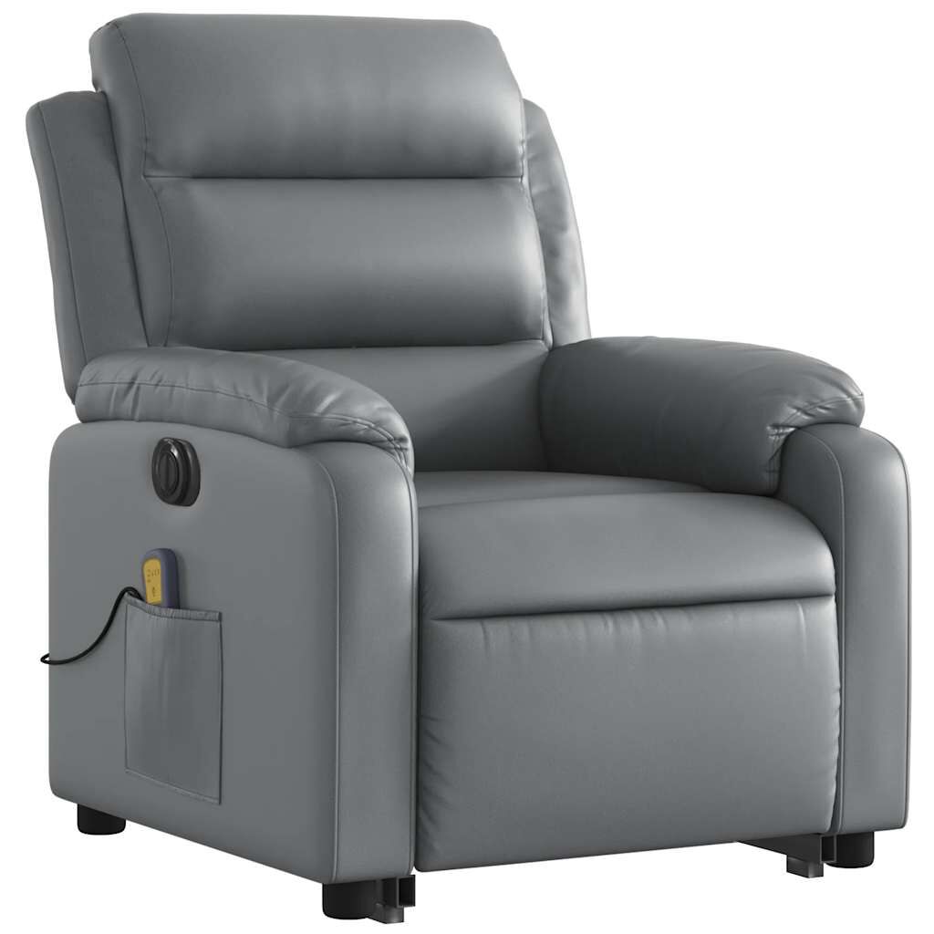 vidaXL Electric Stand up Massage Recliner Chair Grey Faux Leather