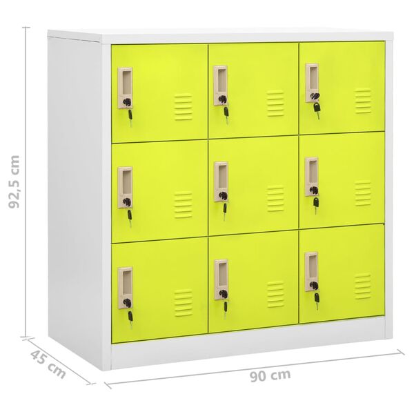 vidaXL Locker Cabinets 2 pcs Light Grey and Green 90x45x92.5 cm Steel