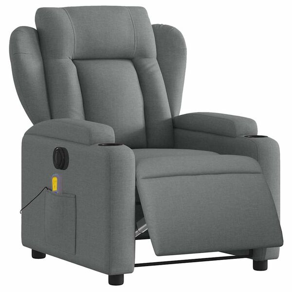 vidaXL Electric Massage Recliner Chair Dark Grey Fabric