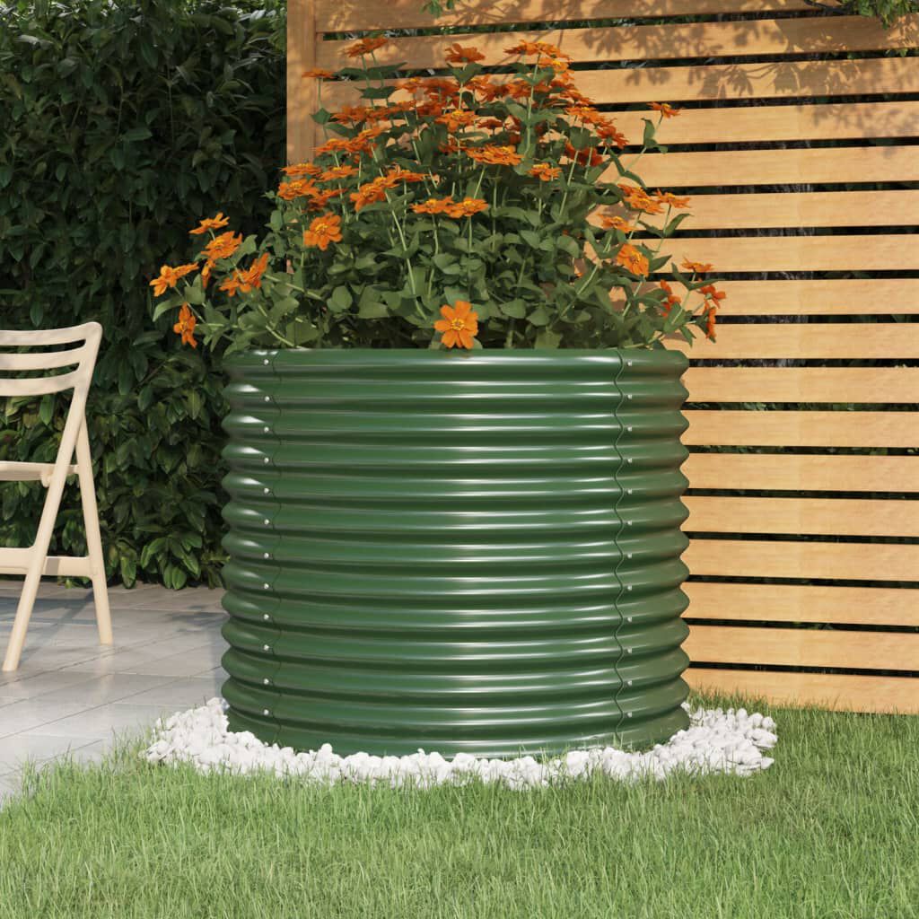 vidaXL Garden Planter Powder-coated Steel 80x80x68 cm Green