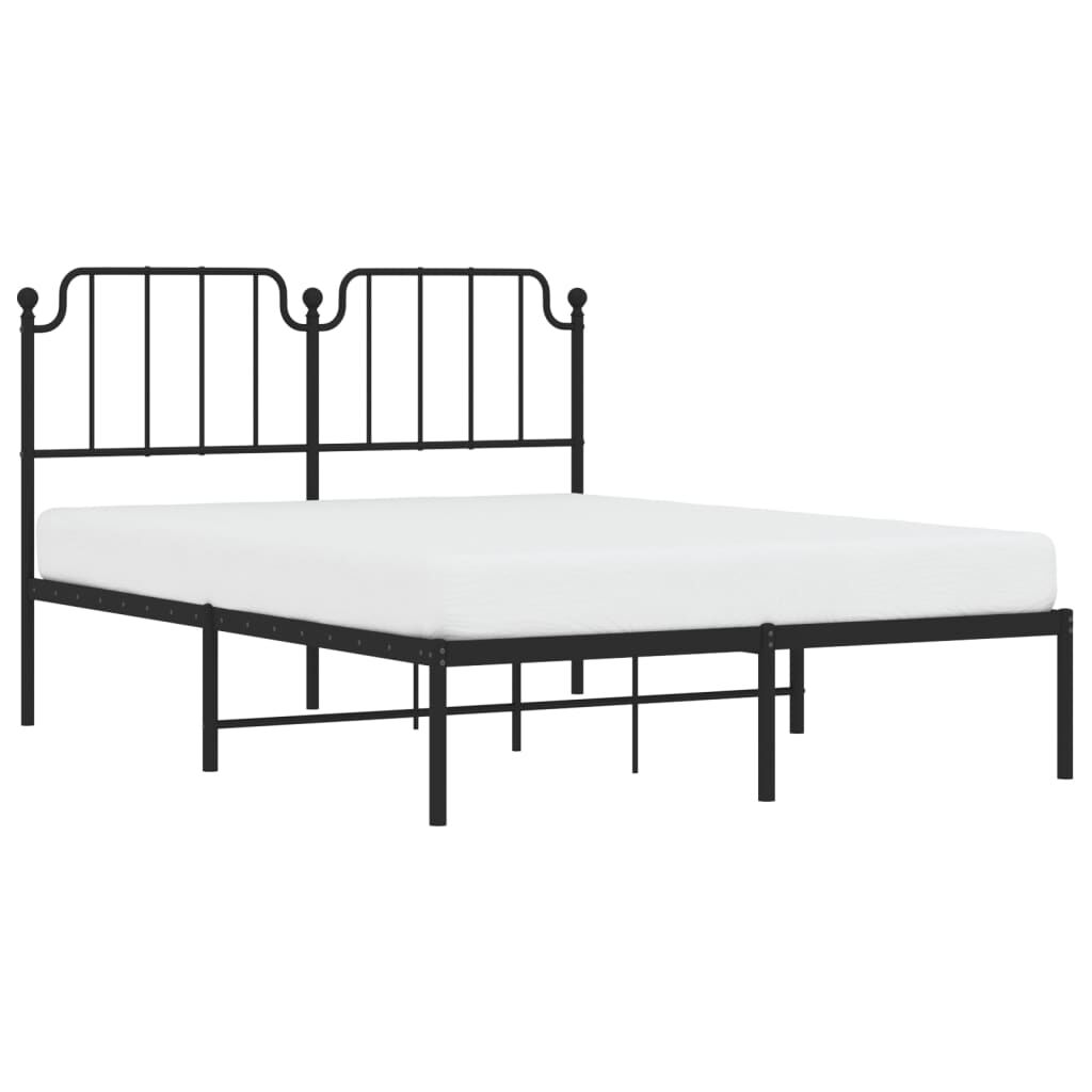 vidaXL Metal Bed Frame without Mattress with Headboard Black 150x200cm