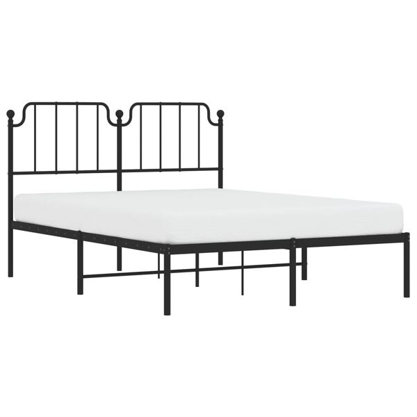 vidaXL Metal Bed Frame without Mattress with Headboard Black 150x200cm