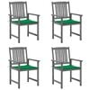 vidaXL Garden Chairs with Cushions 4 pcs Grey Solid Acacia Wood