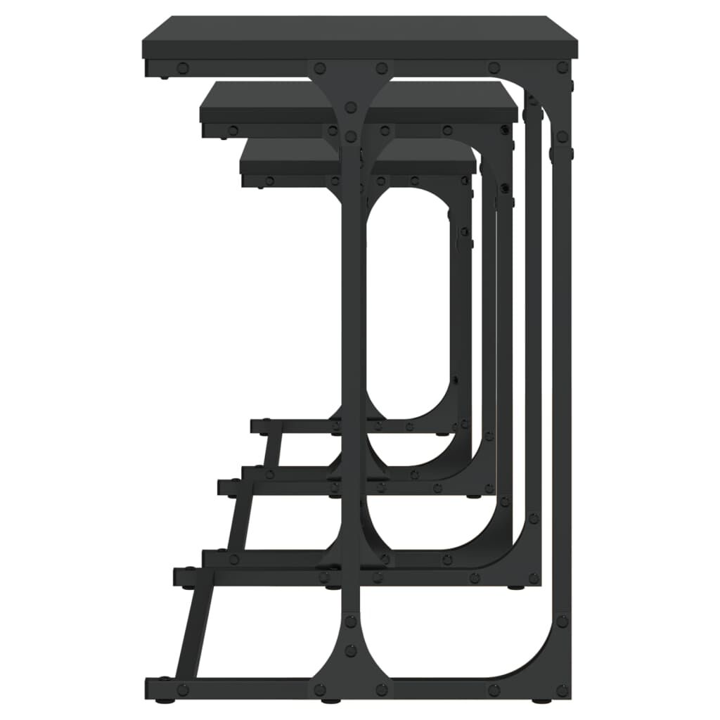 vidaXL Nesting Coffee Tables 3 pcs Black Engineered Wood