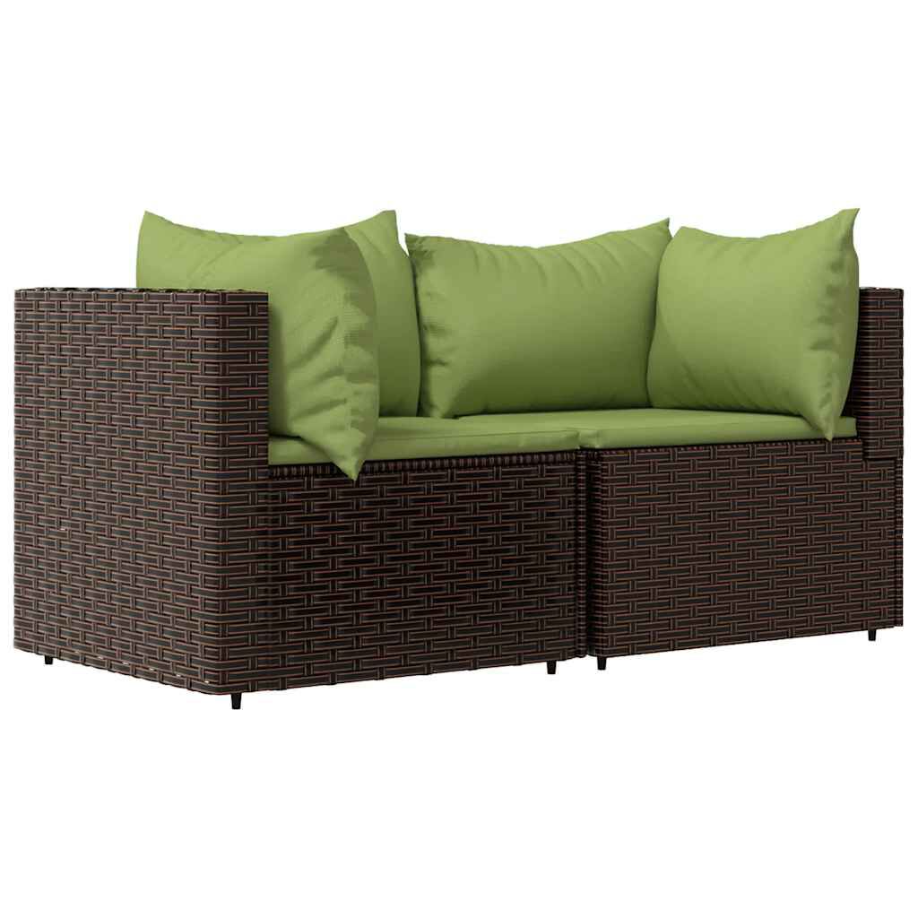 vidaXL 3 Piece Garden Lounge Set with Cushions Brown Poly Rattan