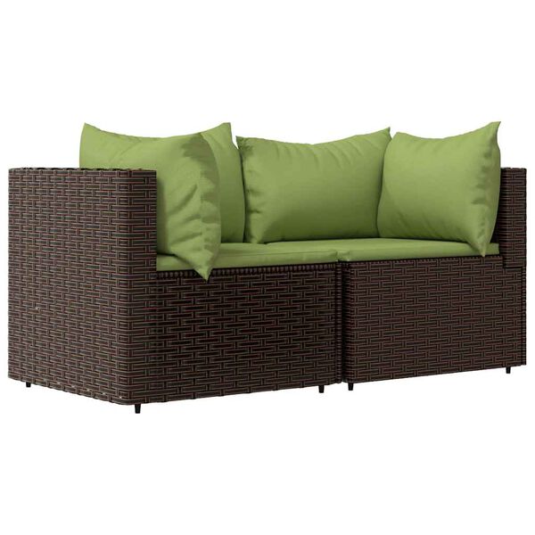vidaXL 3 Piece Garden Lounge Set with Cushions Brown Poly Rattan